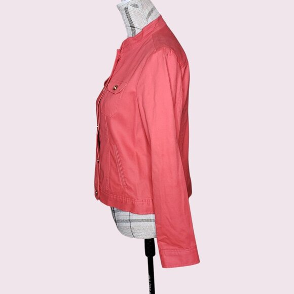 ♦️ Jones New York Signature Petite Sz PM Jacket Coral Pink Color Stretch Like - Picture 12 of 15